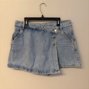 Zara Light Blue Denim Skort Wrap front large